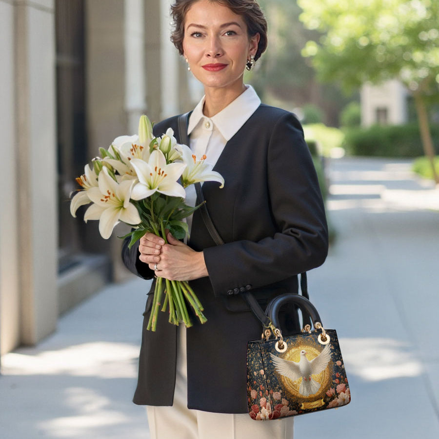 Catholight Dove of Eternal Light Personalized Lady Leather Bag