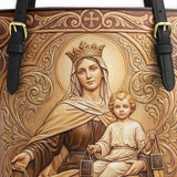 Catholight - Leather Tote Bag  Lady Of Mount Carmel