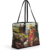 Catholight Saint John The Baptist Shepherd Leather Tote Bag