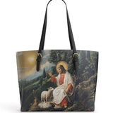 Catholight The Divine Shepherd's Grace Leather Tote Bag