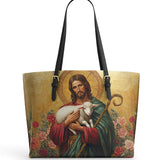 Catholight Lamb of Grace Leather Tote Bag