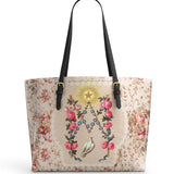 Catholight Roses of the Rosary Leather Tote Bag