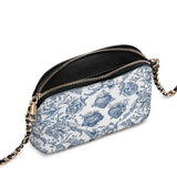 Catholight Sacred Elegance: Blue and White Devotion Leather Crossbody Bag