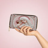 Catholight Sacred Serenity: The Madonna’s Tender Embrace - Leather Wallet Purse