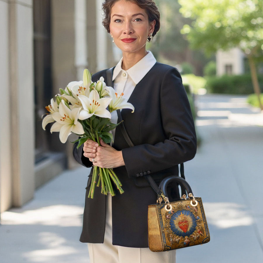 Catholight Sacred Heart of Divine Lady Leather Bag