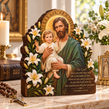 Catholight Wooden Faith Block - Saint Joseph The Lord Bless You