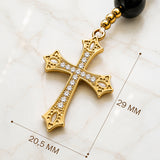 Catholight Carmel Faith Natural Wood & Black Agate Rosary