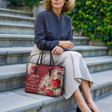 Catholight  Blooming With Faith Leather Tote Bag