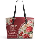 Catholight  Blooming With Faith Leather Tote Bag